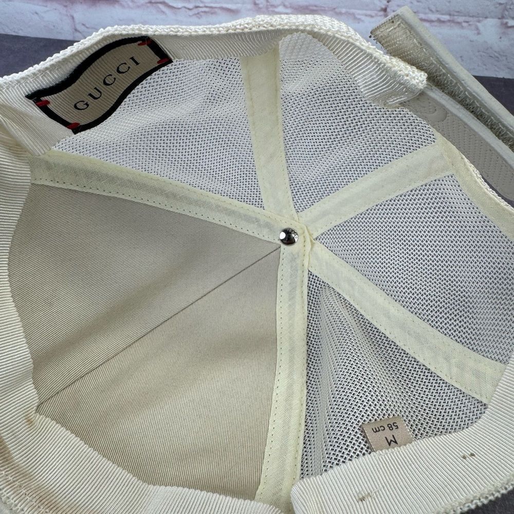 Gucci Embossed Mesh Gg Cream Cap Hat Medium - Picture 10 of 13